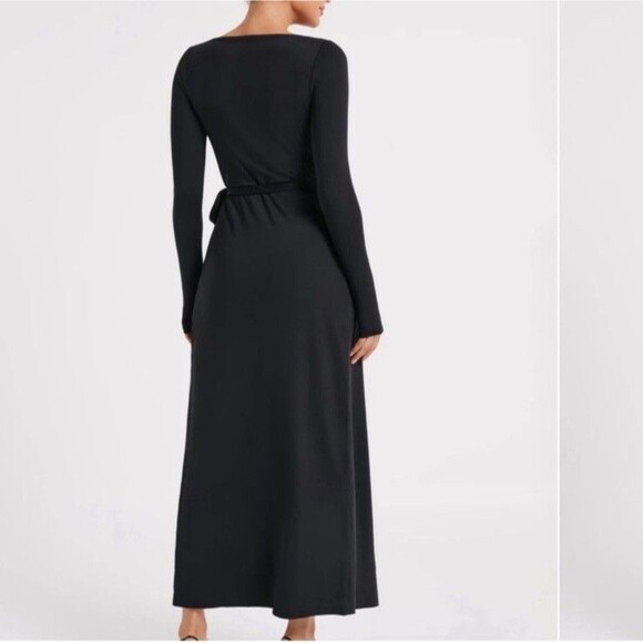 Meshki Gillian Recycled Nylon Long Sleeve Stretchy Dress In Black Size Medium - Picture 3 of 12